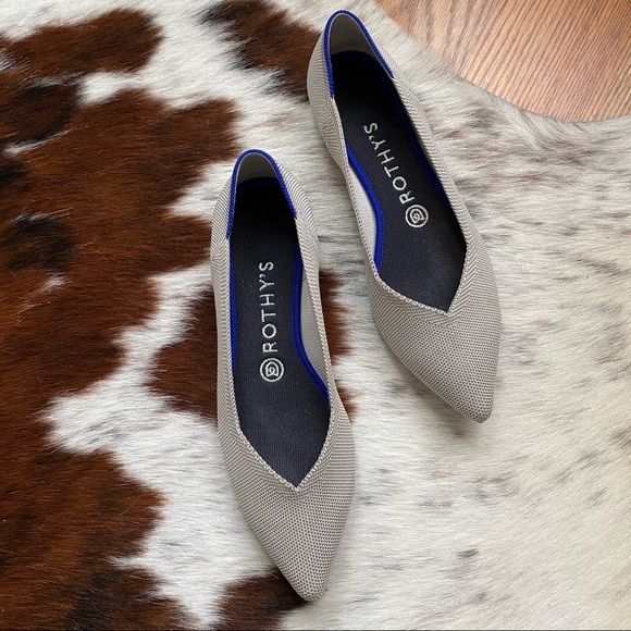 Rothy's Shoes - Rothy’s Flax Birdseye Light Grey Pointed Flats 8.5